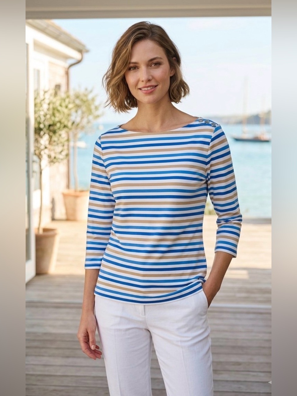 J.McLaughlin Wavesong Catalina Cloth Striped Boatneck Tee